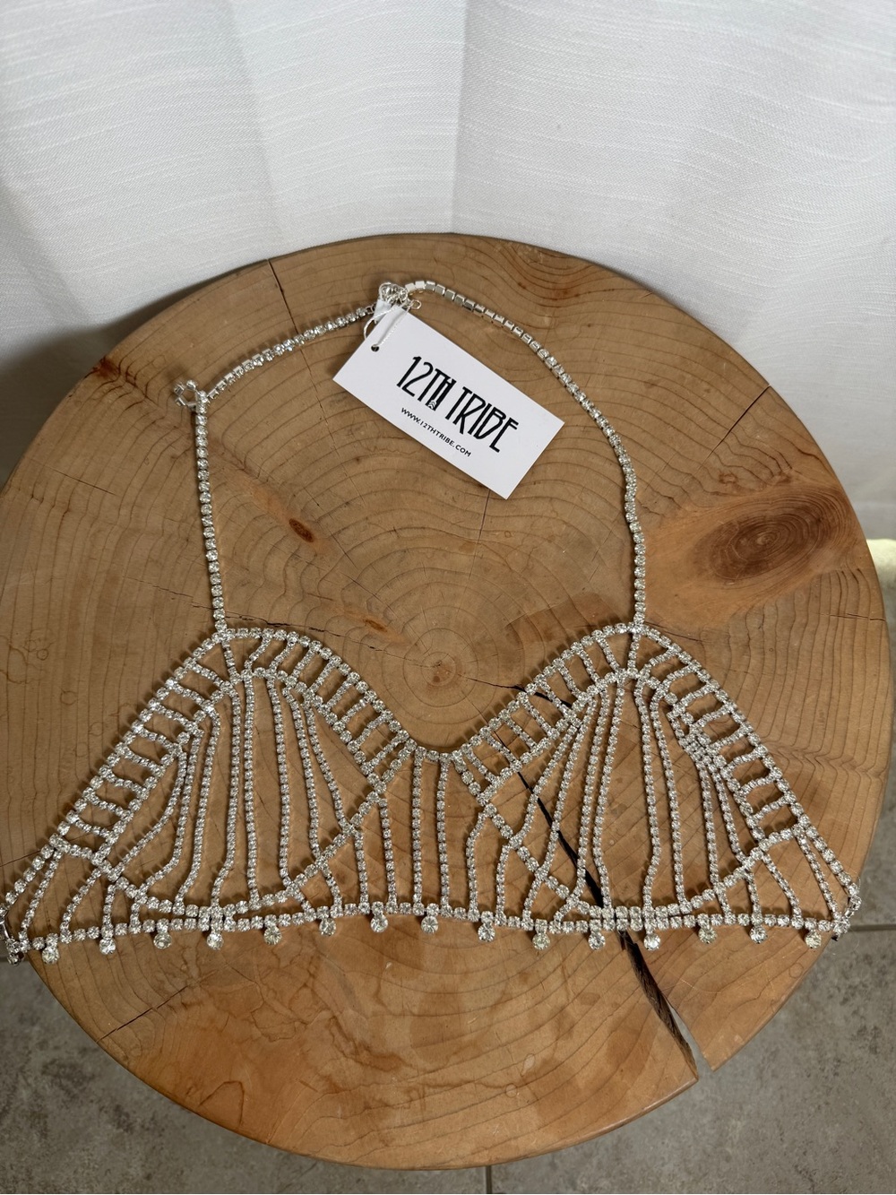 12th Tribe Rhinestone Crystal Festival Bralette Top Silver | NWT One Size - Picture 4 of 7